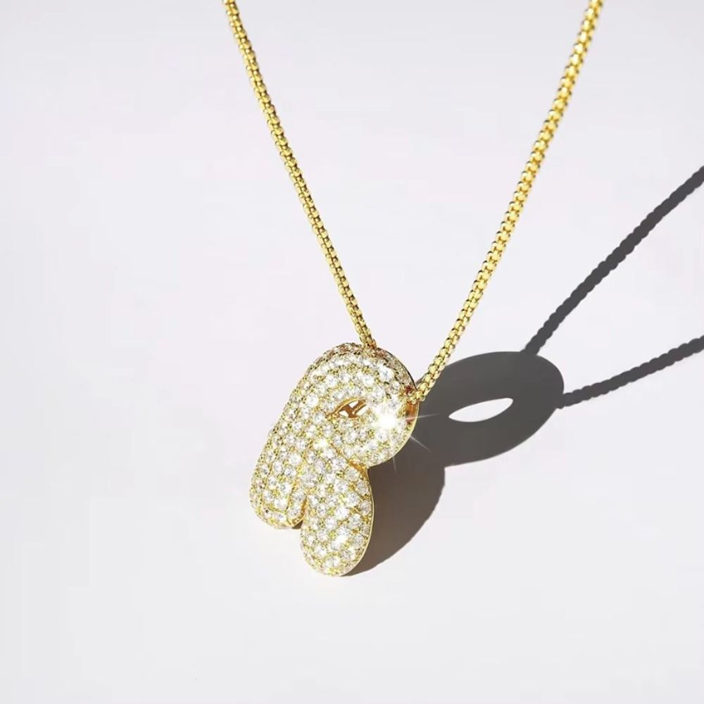 Sparkly 26 Letters Necklace Gold Plated Women Chain Necklace  Jewelry Gift