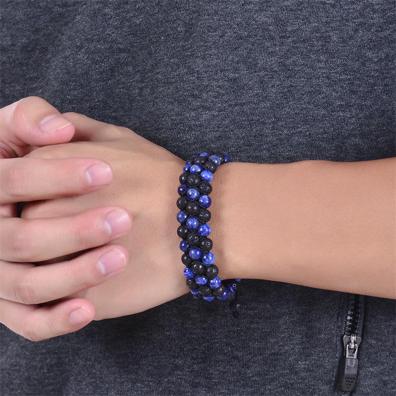 JYL TS Bracelet Triple-Layer Volcano Stone  Wrapped Enhances Vitality & Protection