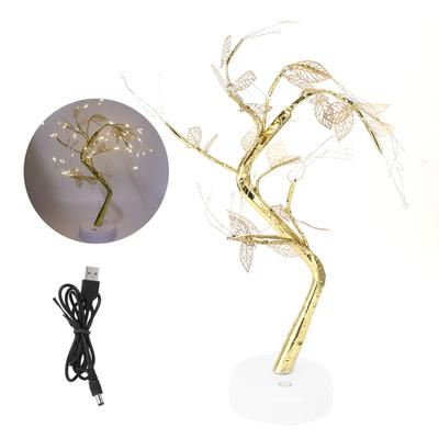Baumform Licht DIY 72LEDs Künstlicher Goldener Blattbaum Lampe USB Batteriebetrieben Zuhause Party