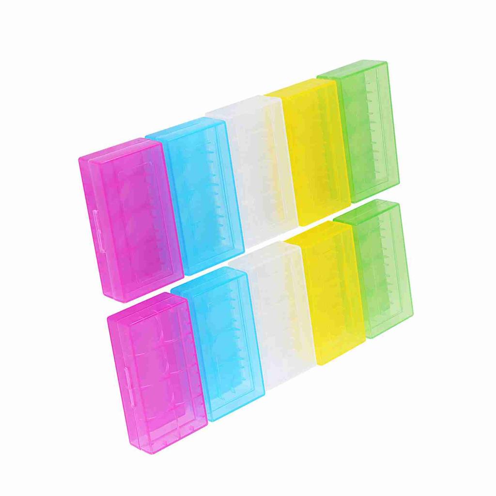 5 Colors Multifunctional Transparent Plastic Holder Storage Box For 18650 18350 Battery 10 Pcs