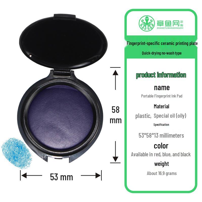 Quick-Drying Multi-Color Fingerprint Pad: Red, Blue & Black