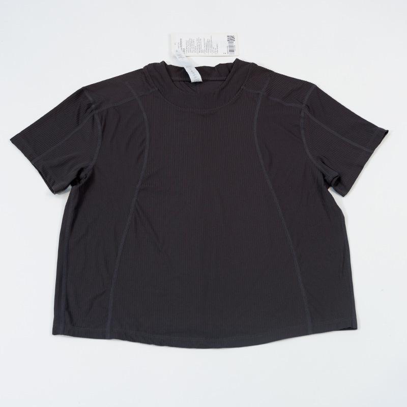 Women's Ribbed Nylon Yoga T-Shirt - Loose, Comfortable, and Casual for Fitness and Outdoor Activities
