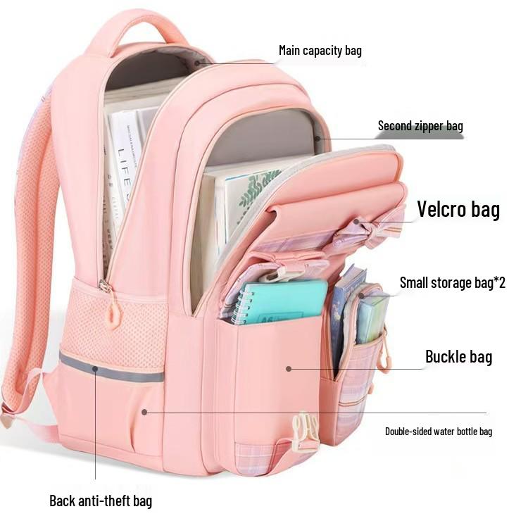 2025 High-Capacity, Dirt-Resistant Schoolbag: Lightweight Trolley Backpack for Middle/College Students