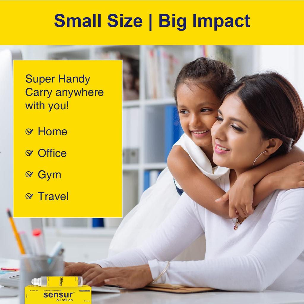 Sensur Natural & Ayurvedic Pain Relief Oil Roll On 10ml Pack of 6 Fast Relief for Muscles & Joints