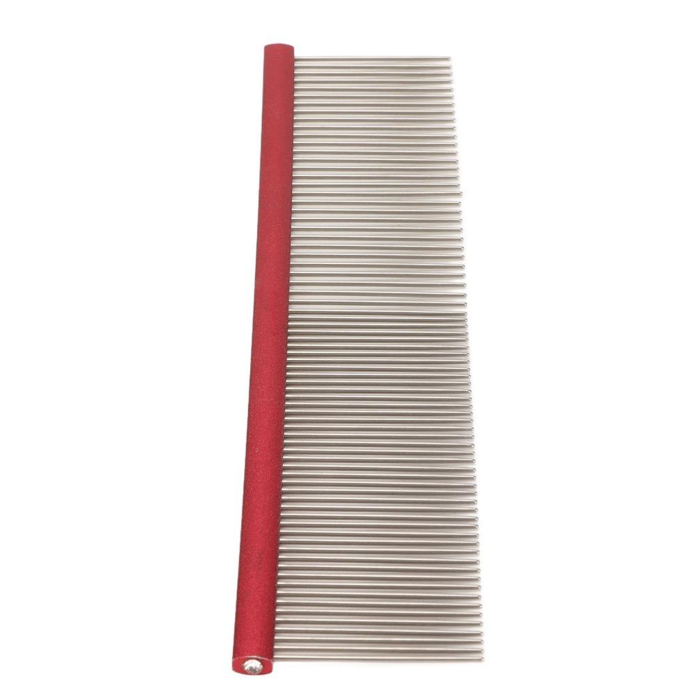 Non Slip Handle Dog Grooming Comb Metal Dual Teeth Comb Pet Straight Comb  Dog Cat Grooming