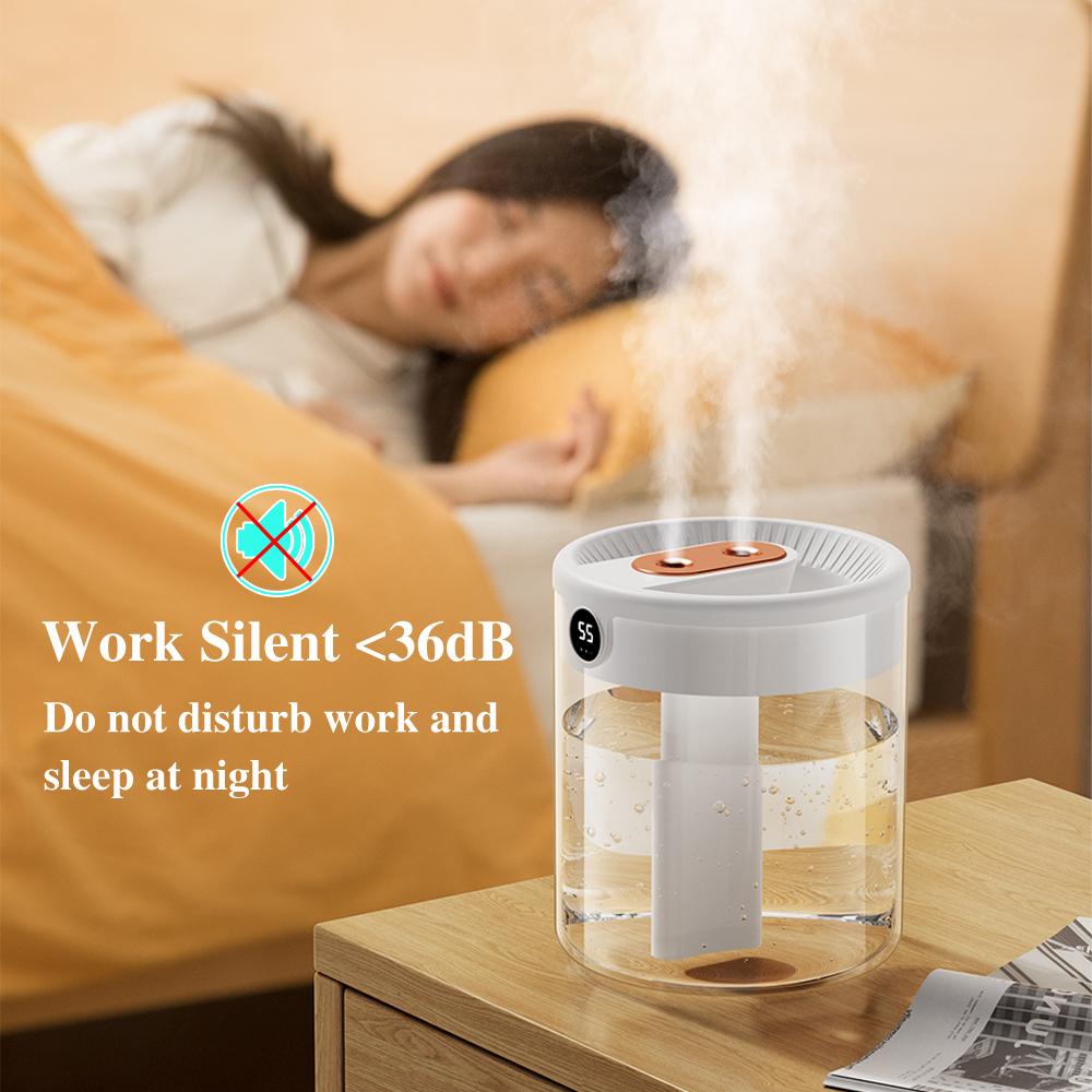 1 Pcs Air Humidifier 2L Large Capacity Double Nozzle, with LCD Humidity Display Fragrant Essential Oil Diffuser