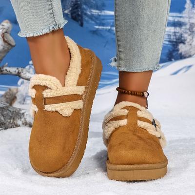 Damen Vintage Schneestiefel Hausschuhe, Rutschfeste Plateau Hausschuhe, Plüschgefütterte Umstands-Booties auf Lager
