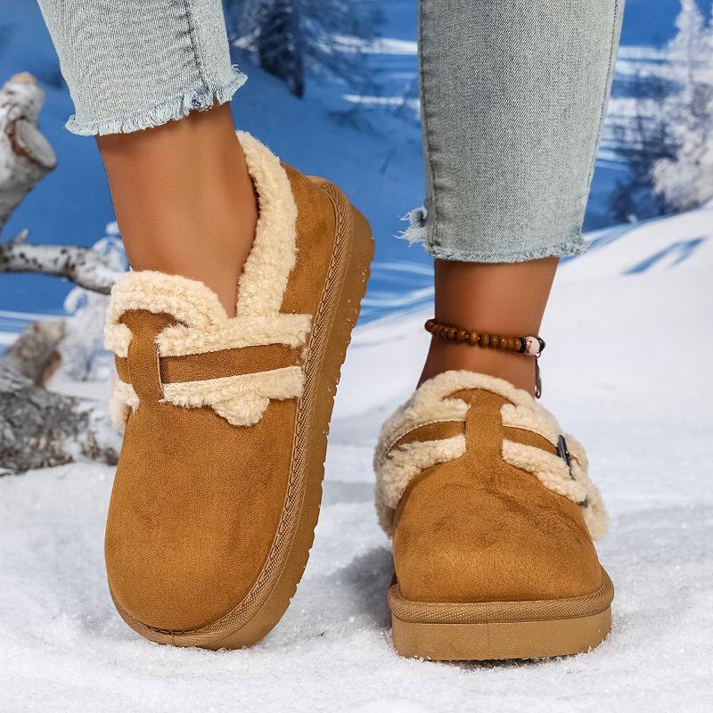 Women's Vintage Snow Boots Slippers, Non-Slip Platform House Shoes, Plush Lined Maternity Booties in Stock