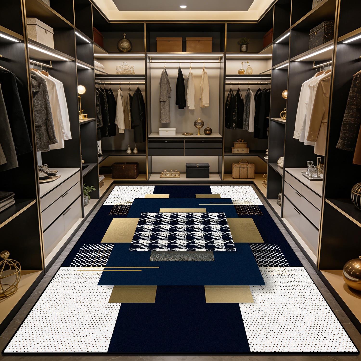 Nordische Geometrische Kaptafelmat Luxe Huis Zacht Woonkamer Tapijt Antislip Makkelijk Schoon te Maken Decoratie Esthetische Slaapkamer Vloermat 1.6x2.6ft(50x80cm)