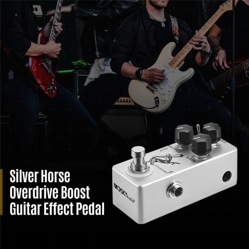MOSKY Classic Golden / Silver Horse Pedale per Chitarra Overdrive Pedale Effetto per Chitarra True Bypass Scocca Completamente Metallica
