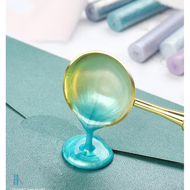 8pcs Mixed Aurora Borealis Wax Sticks, Round Gold Polarized Wax Stamps for Decorating Envelopes Greeting Cards, Fire Lacquer