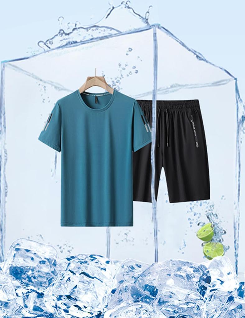 Butrends Shirt and Shorts Sportswear for Training and Relaxed Stylish Summer Size 2XL Men's Cool-to-the-Touch Short-Sleeve Set, Running,