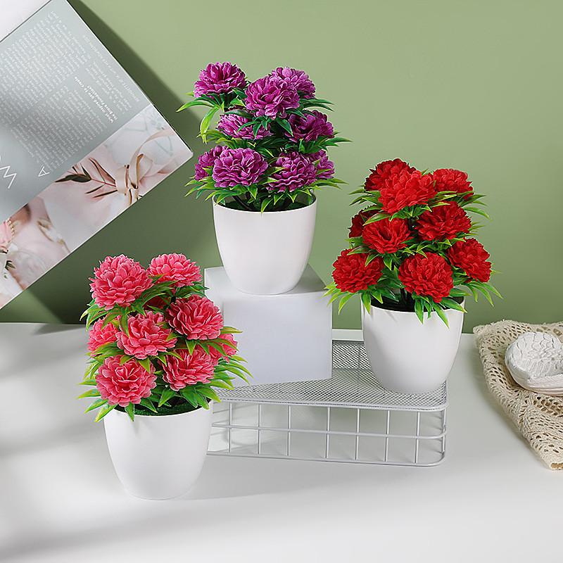 Flower Pot Plastic With Twelve Ball Chrysanthemum For Indoor Decoration