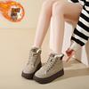 CRLAYDK Fashion Women's Winter Sneakers Fur Lined PU Leather Platform Shoes Walking Casual Ankle Botas Sports High Top Tennis