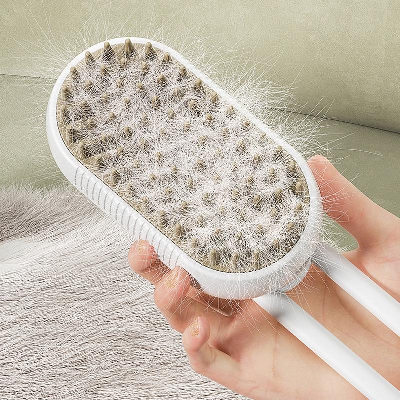 Steamy Brush Electric Spray Cat Hair Brush 3in1 Pet Hair Removal Tool 360° Rotating Handle Silicone Multifunctional Massage Comb