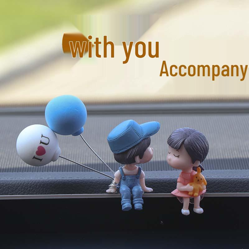 Cute Kissing Couple Dolls: Electric Car Interior Ornaments