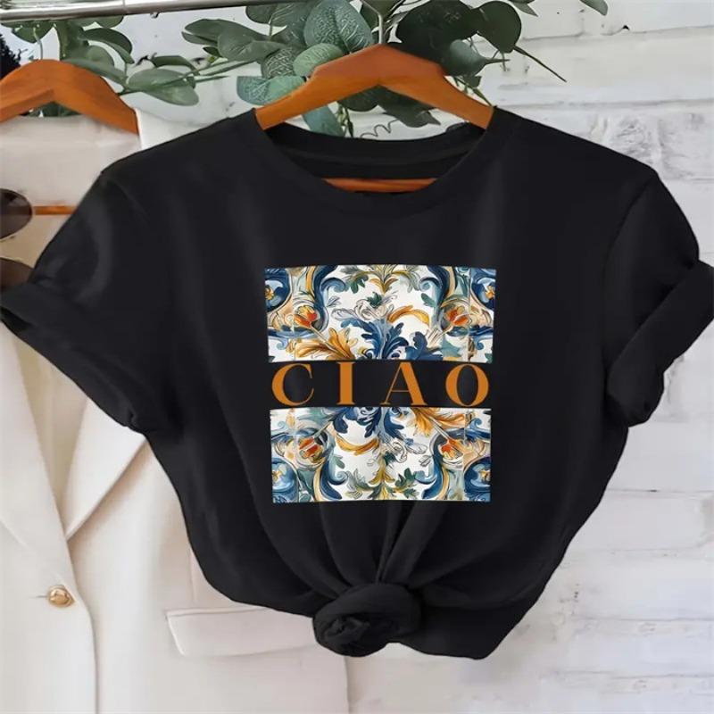 Summer New Women's Fashionable Casual Home Commuting Versatile Round Neck Short Sleeved T-shirts