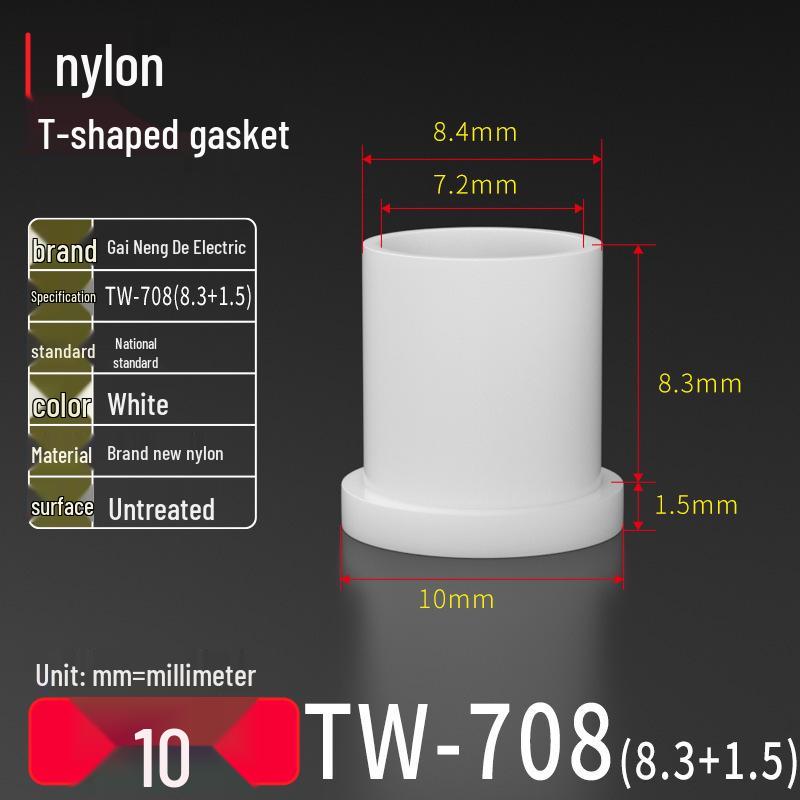 T-Shaped Nylon Gasket Ring Screw Shaft Sleeve with Concave-Convex Insulation Pad M2
