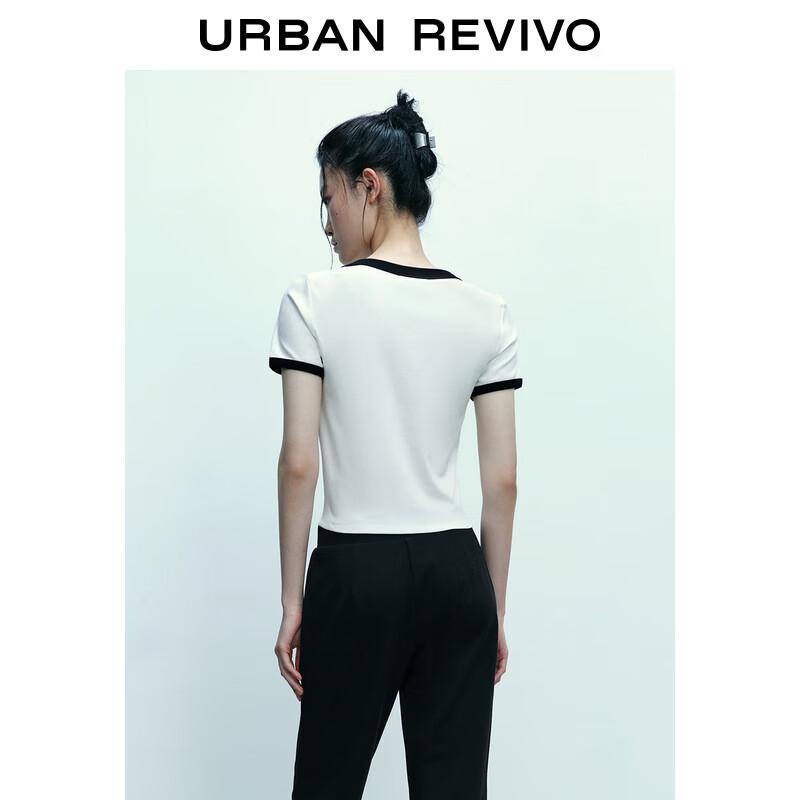 UR 2025 Spring Women's Color-block Slim Fit Short Sleeve T-shirt