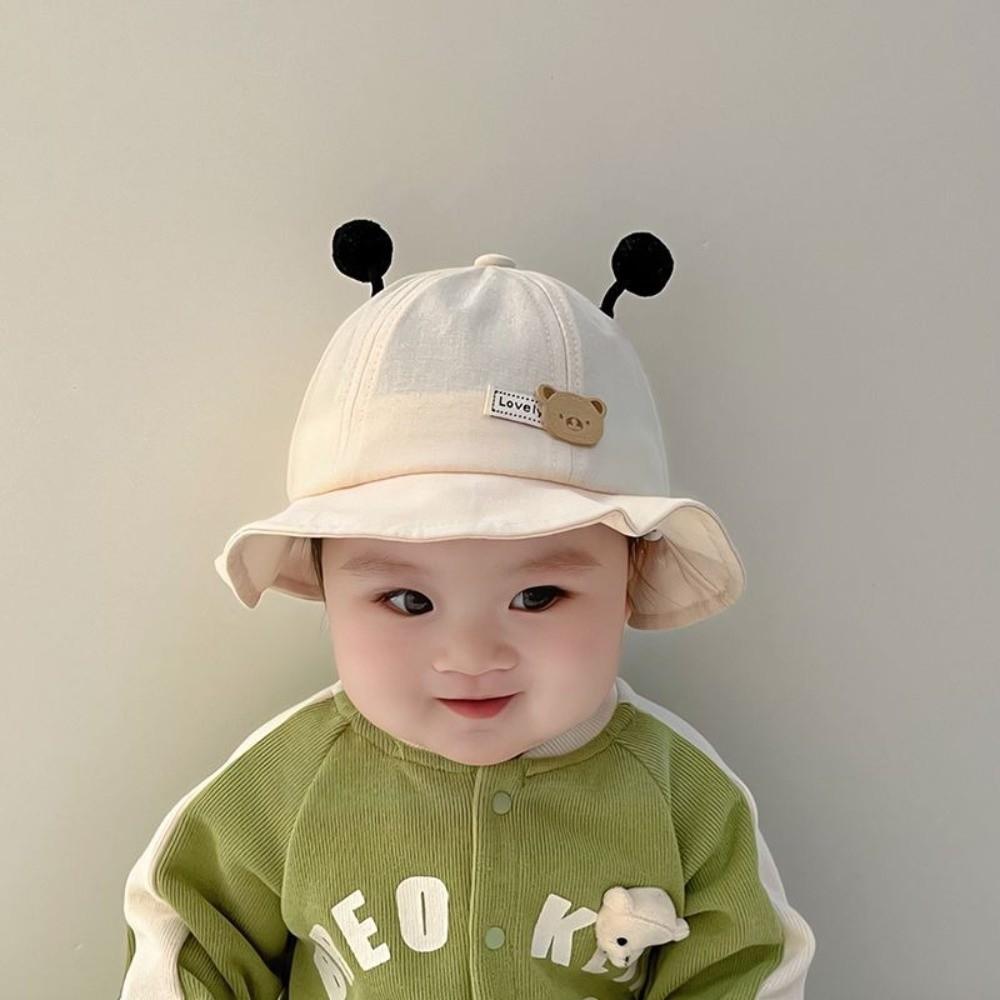 New Solid Color Baby Bucket Hat Wide Brim Cartoon Design Toddler Sun Hat Lightweight Breathable Kids Panama Hat Beach