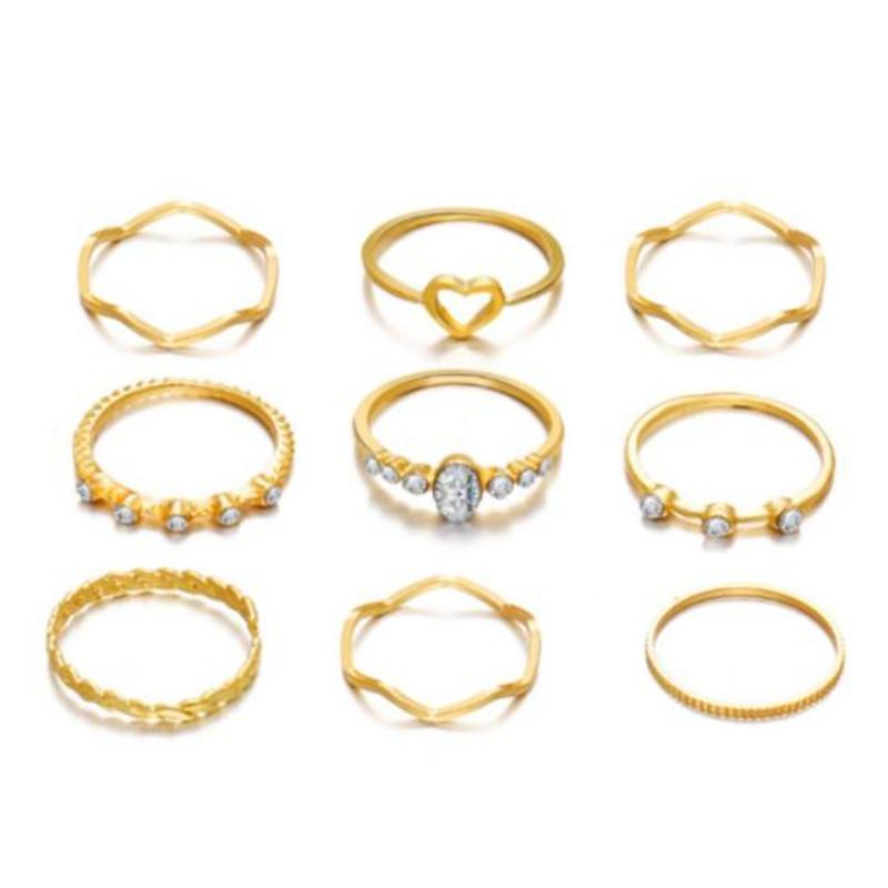 9 pezzi/set anello da dito squisito da donna semplice anello creativo vintage set per
