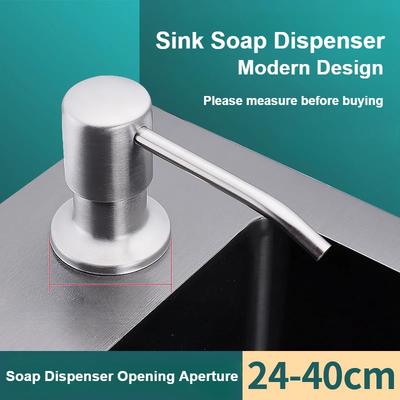 Soap Dispenser for Kitchen Sink Stainless Steel Refill From The Top Built In Design for Counter with Liquid Large Bottle