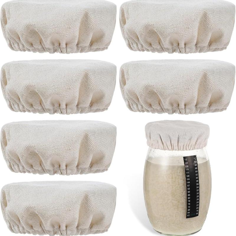 4/8Pcs Reusable Cotton Sourdough Jar Covers With Breathable Fabric Perfect For Home Baking Bread Fermentation
