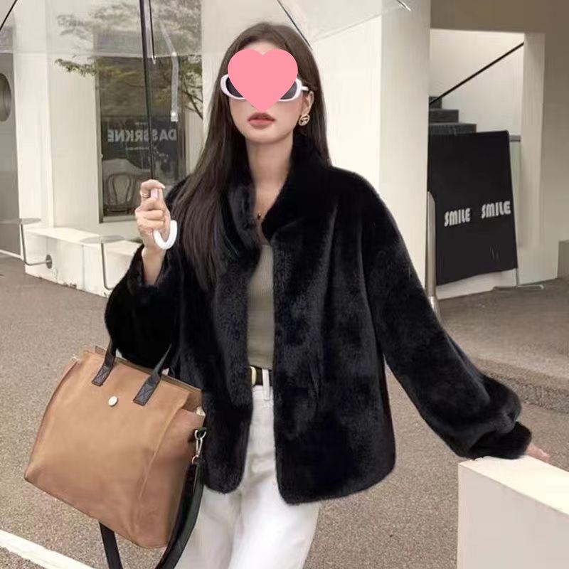 

Women s Short Stand Collar Winter Coat - Fashionable and Simple in Rice Apricot, White, Black, or Dark Coffee L (130-150 jin)