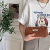 In Stock: Retro Corduroy Pencil Case - Solid Color, Simple Design for High School Students