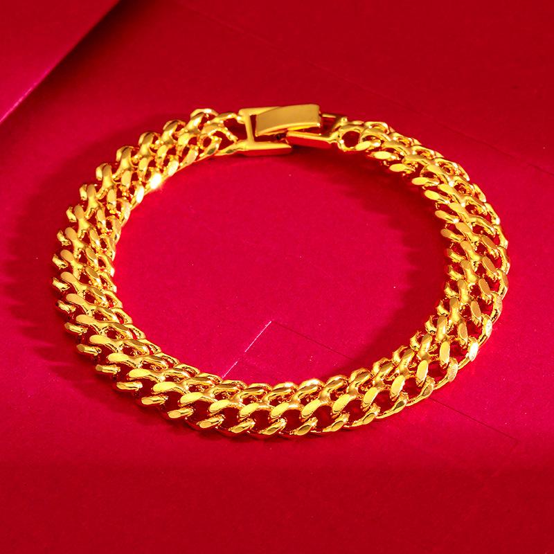 Vietnam Sand Gold Women s Centipede Bracelet with Clasp, 6mm-10mm