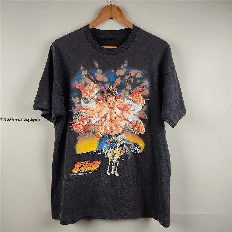 

Ретро футболка с японским винтажным аниме «Кулак Полярной звезды» Drop Shoulder 3 чёрный