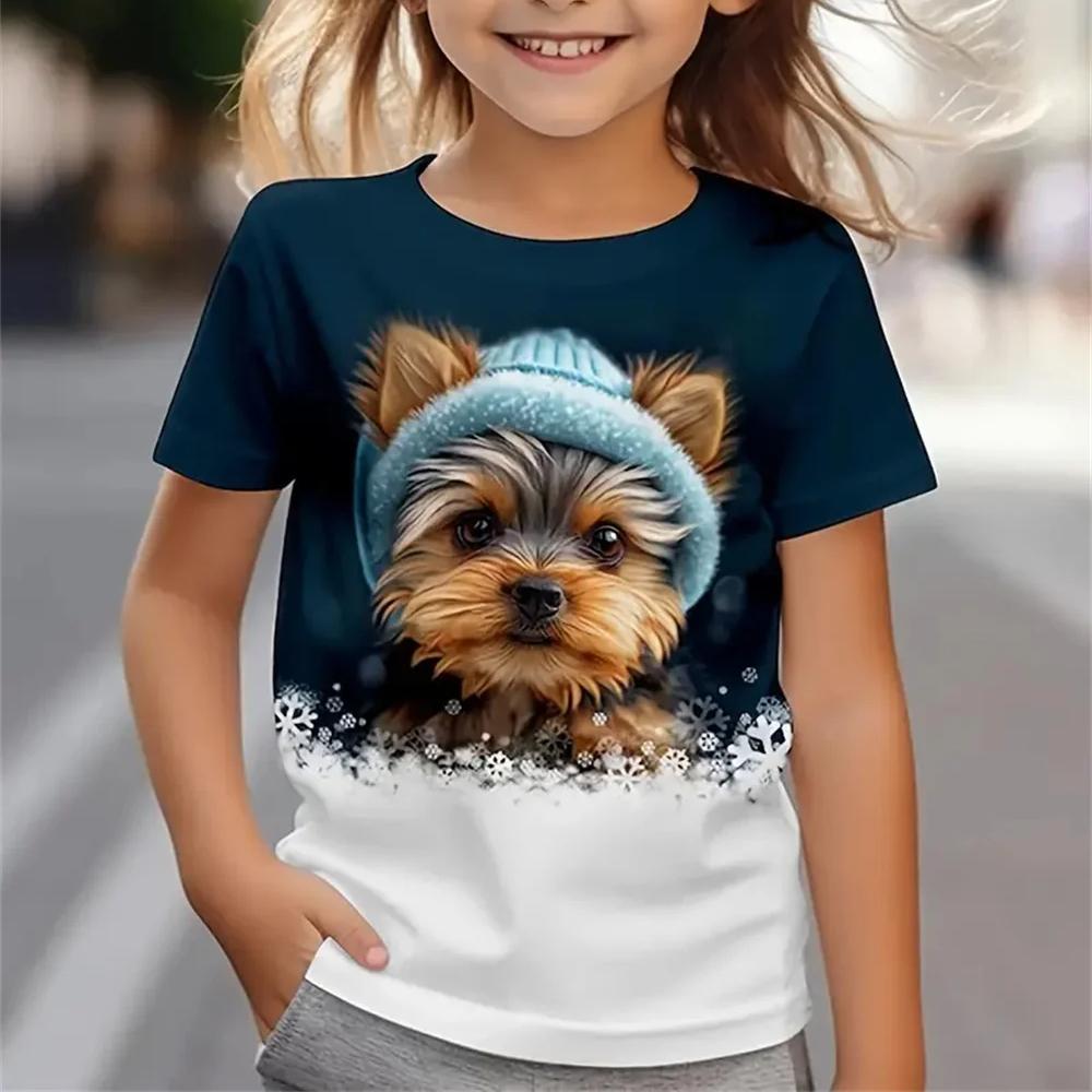 

Нові кумедні тварини 3D друк собака дівчаток футболки фестиваль вечірка короткі рукави топи повсякденні футболки 170