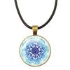 Klassische Lebensblume Seilkette Glasanhänger Halsketten Mandala Elegante und komplexe Muster Halsketten Damen Cabochon Schmuck