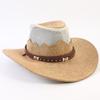 Western Cowboy Hat Men and Women Summer Breathable Sunscreen Visor Hat Big Brim Outdoor Travel Straw Top Hat