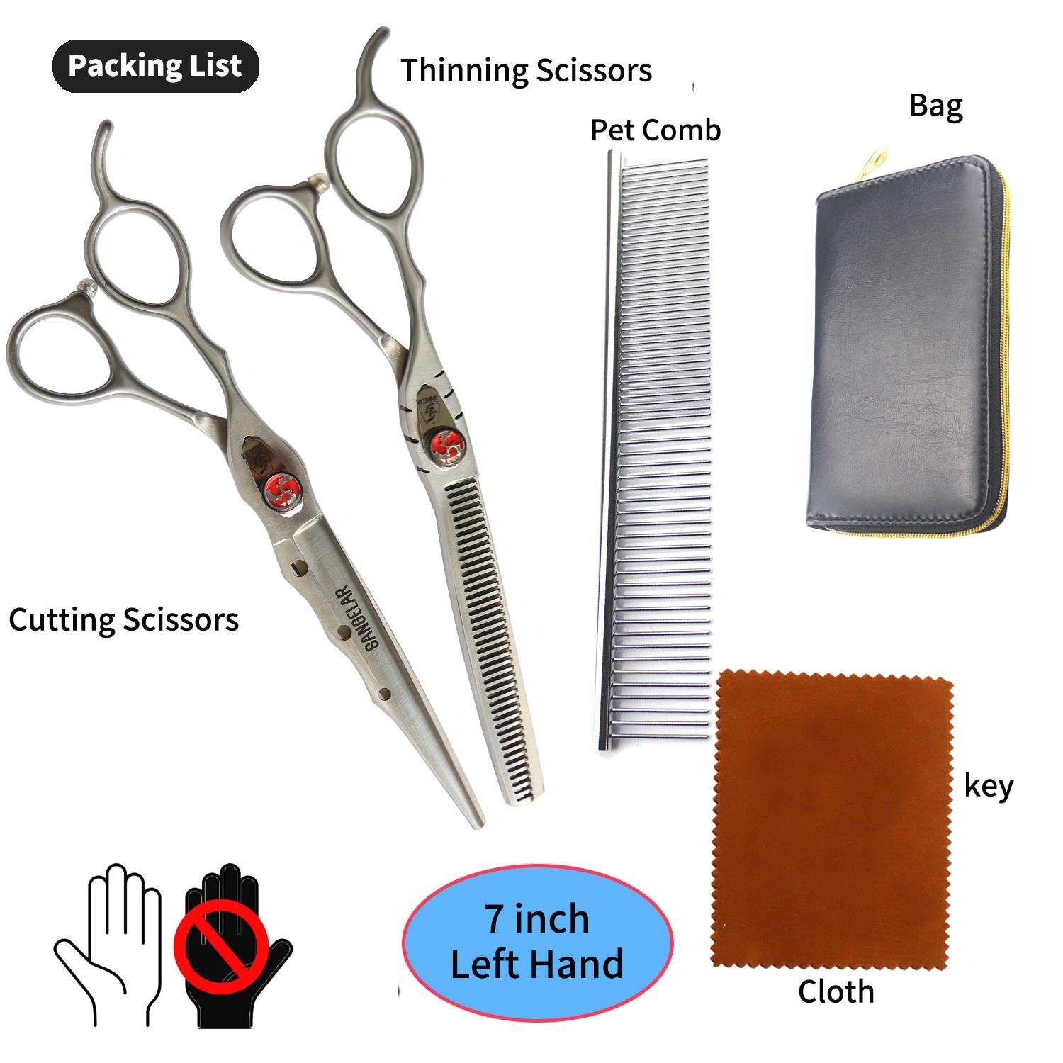 

Sangelar 7-дюймовые ножницы для ухода за домашними животными, набор для левой руки, профессиональные ножницы для резки собак, животных, филировочные ножницы для домашних животных, набор инструментов для стрижки собак, шерсти, зоомагазина Left hand scissor