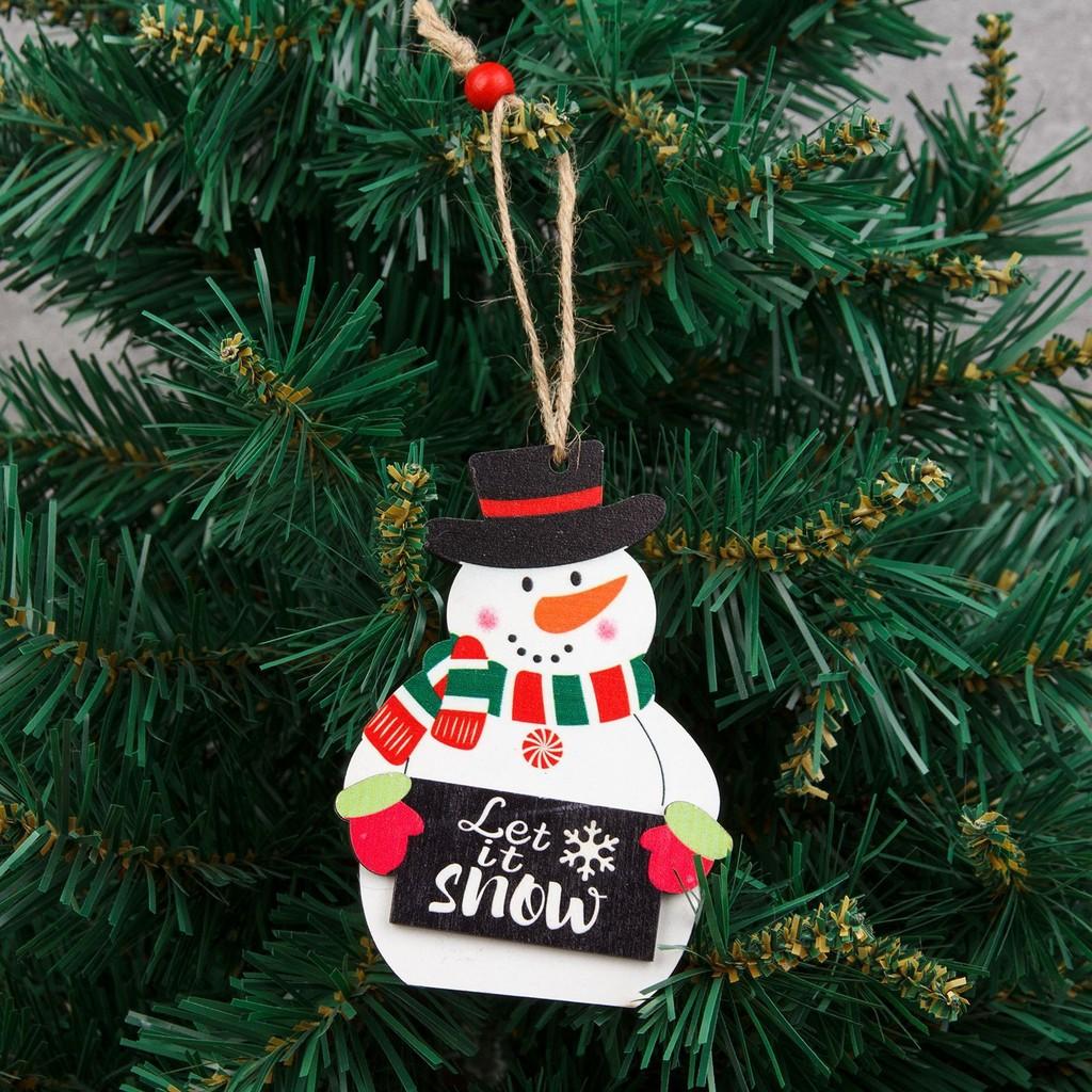 Trees Christmas Decoration Printed Wooden Shopping Mall Atmosphere Dress Up