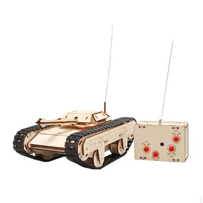 DIY Wooden Science Experiment Kits Early Educational Remote Control Tracked Tank Model for Kids
