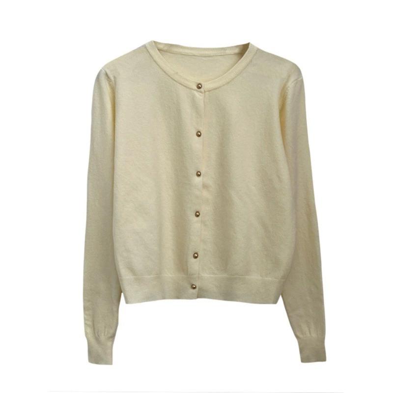 Grey Knitted Cardigan for Women In Autumn, Paired with A High-end Sweater Jacket. Early Autumn Thin Long Sleeved Top