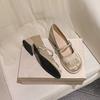 Mary Jane small single shoes round head retro embroidered high heels women's 2025 new early spring shoes