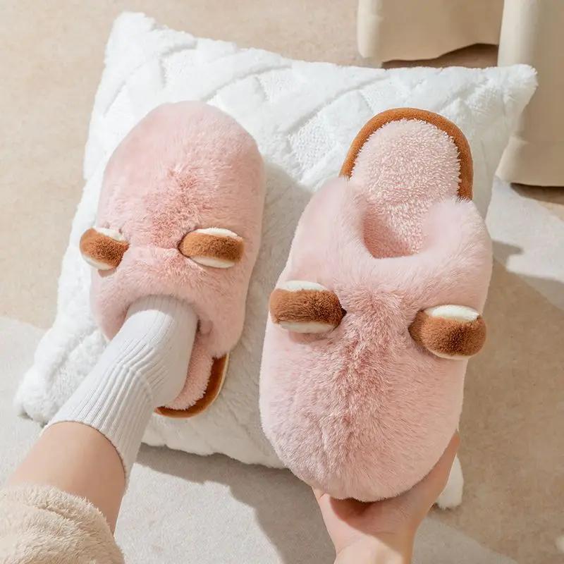 

Fashion Casual Fluffy Slippers Women House Winter Plush Cute Cartoon Designer Shoes Ladies Flats Home Fashion Platform Footwear Big Size 36-37 розовый