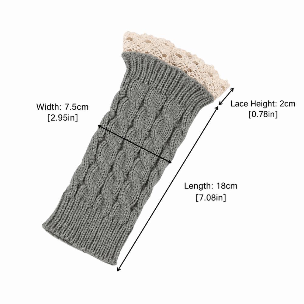 Long Fingerless Mittens Lace Trim Women Knitted Gloves Fashion Wrist Mittens Women Use