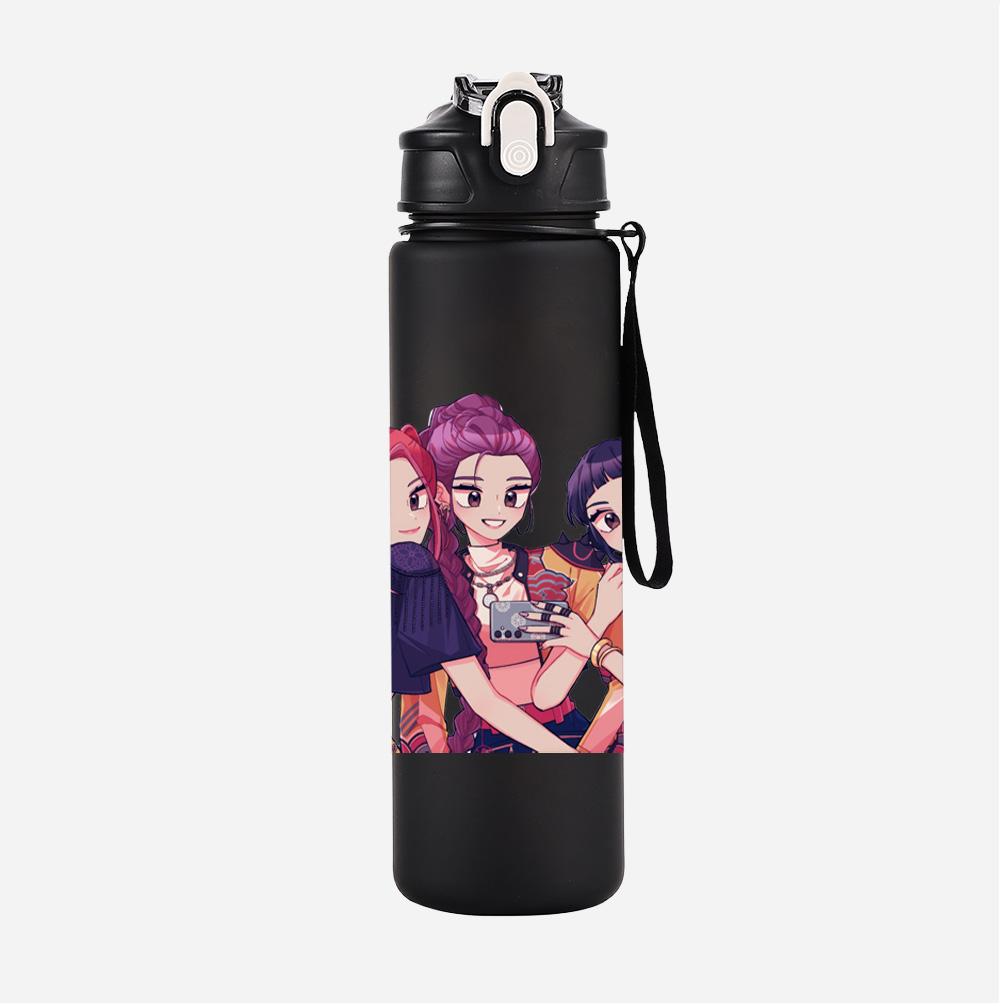 750Ml Water Bottler K-Pop Demon Hunters Printed Character Water Cup Large Capacity Outdoor Portable Rope Drinking Bottle for Boy Girl Gift