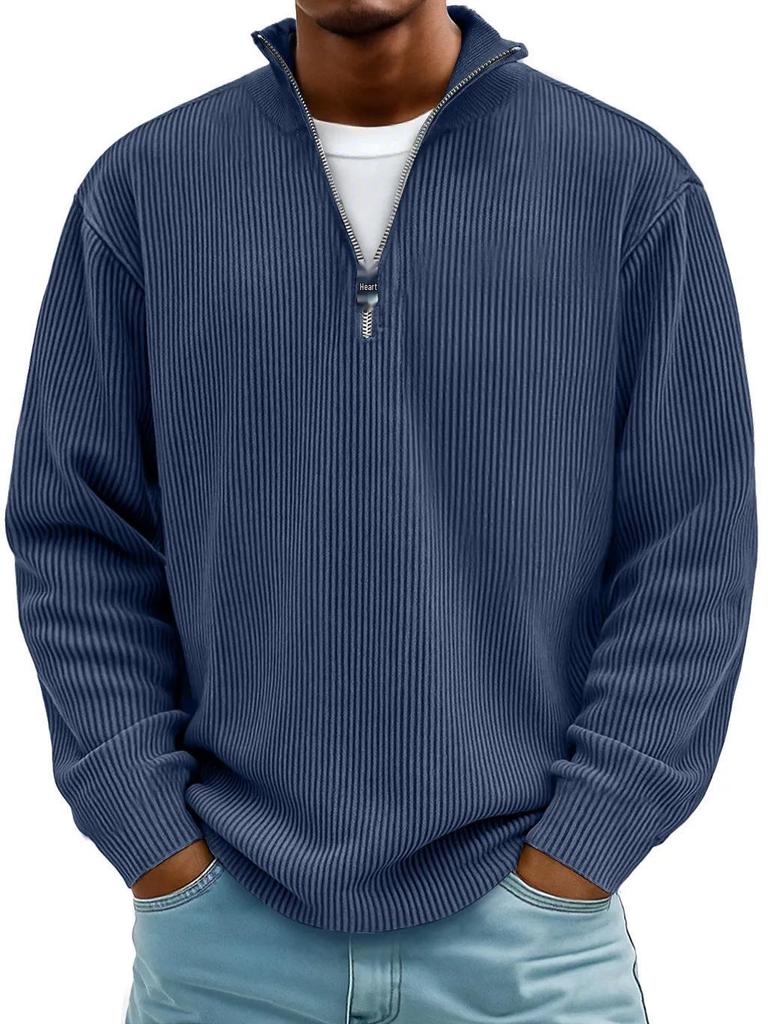 Men's Stand-Up Collar Corduroy Polo Shirt - Autumn/Winter 2025 Collection
