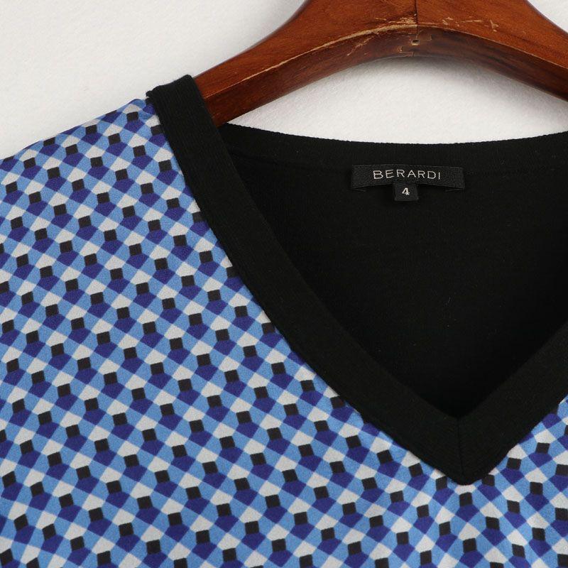 Sunshine Home Autumn New Foreign Trade Orders Exported to Japan Women clothes V-neck Silk Patchwork Plaid Pullover Long sleeve Knit Sweater