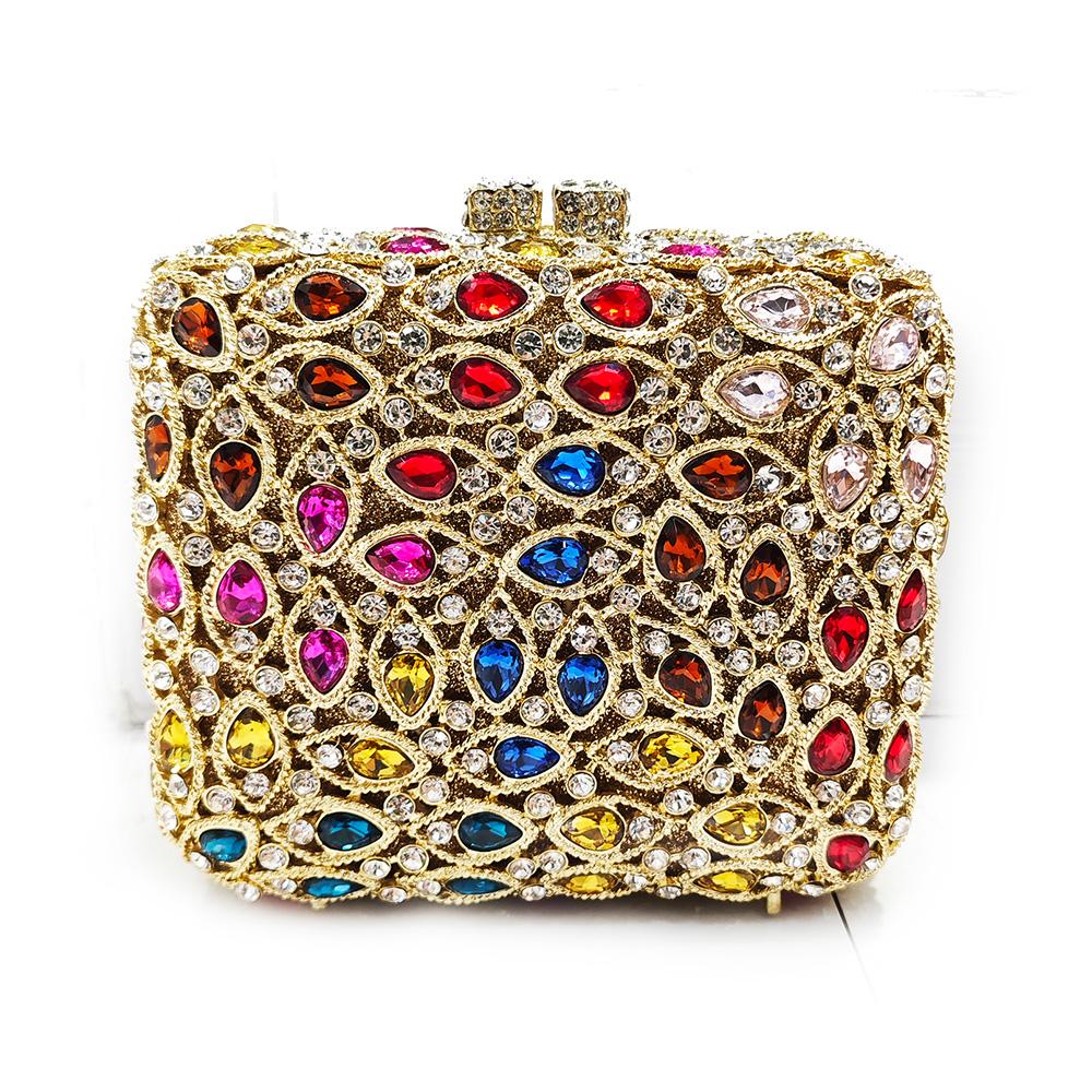 

Large Stone Square Evening Bag For Luxury Crystal Hard Metal Clutch Purses Diamond Women Rhinestone Handbags Dinner Party Clutch 14cmX14cmX6cm