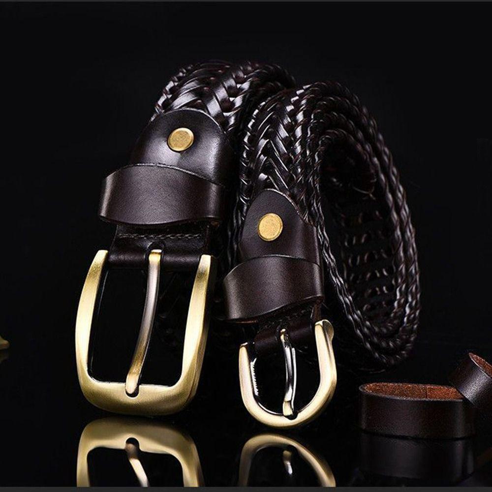 Zinc Zinc Alloy Men Weave Belt Retro Jeans Waistband Fashion Male Genuine Leather Belt  Ornament