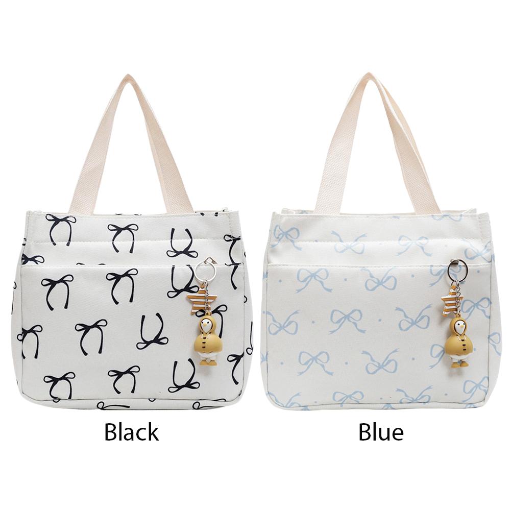 Casual Handbag with Handle Bow Print Tote Bag Message Bag for Women Work Picnic Beach