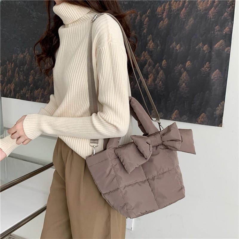 Designer padded nylon tote for women winter brand designer ladies