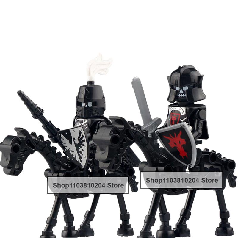 Skeleton Soldier Army King Knight Undead Horse Warrior Bricks Building Block Ringwraith Saddle Roman Soldiers Sword Waffen Toys
