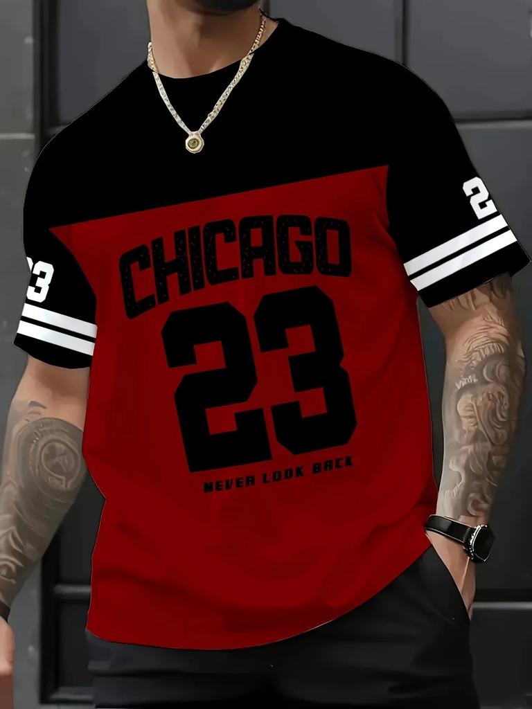 Summer 2025 New Men's T-shirt Casual Sports Digital Ball Jacket Polyester Men's T-shirt